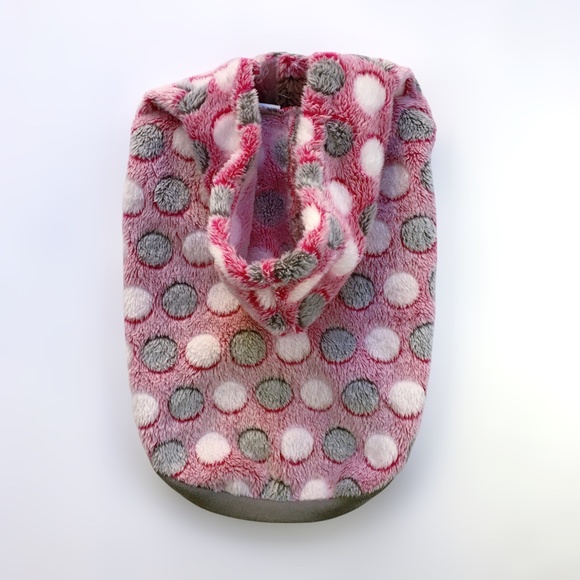 Top Paw Pink Dot Fleece Dog Hoodie Sweater - Picture 1 of 6